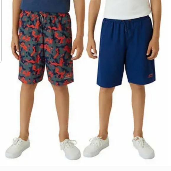 NWT Eddie Bauer 2 Pack Youth Hybrid Shorts Navy and Red/Gray Size L - Picture 1 of 11